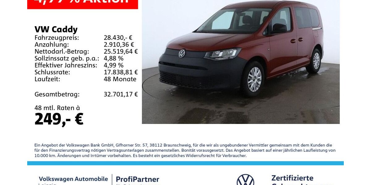 VW Caddy 9.565 km 27.760 &euro; Leipzig 04178