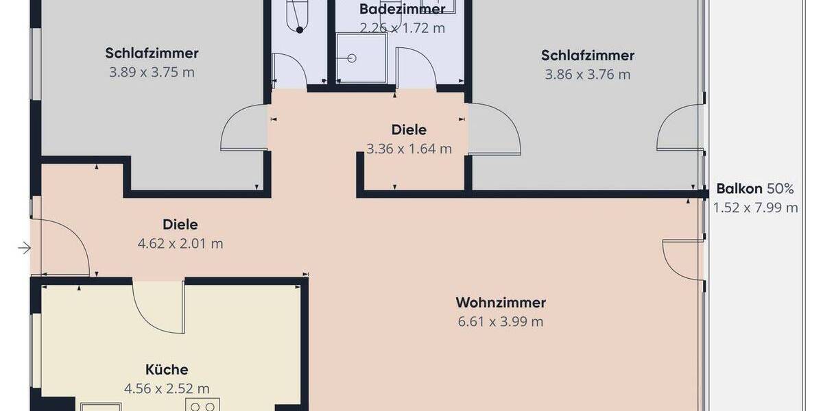Etagenwohnung Stadtbergen - 3 Zimmer, 92 m&sup2;, 360.000&euro; | Angebot:26672307