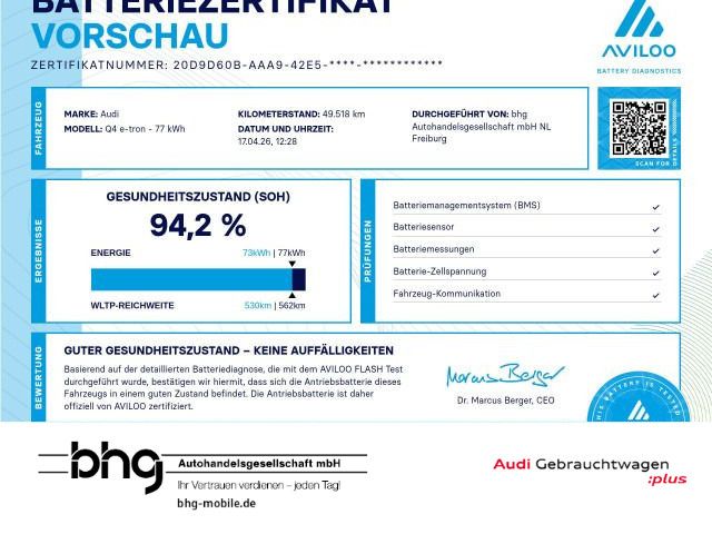 Audi Q4 e-tron 49.518 km 31.730 &euro; Freiburg 79115