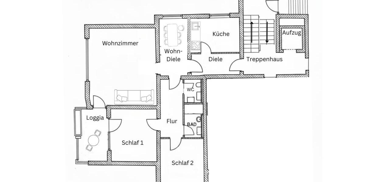 Etagenwohnung Grünwald - 3.5 Zimmer, 95 m&sup2;, 2.180&euro; | Angebot:25257450