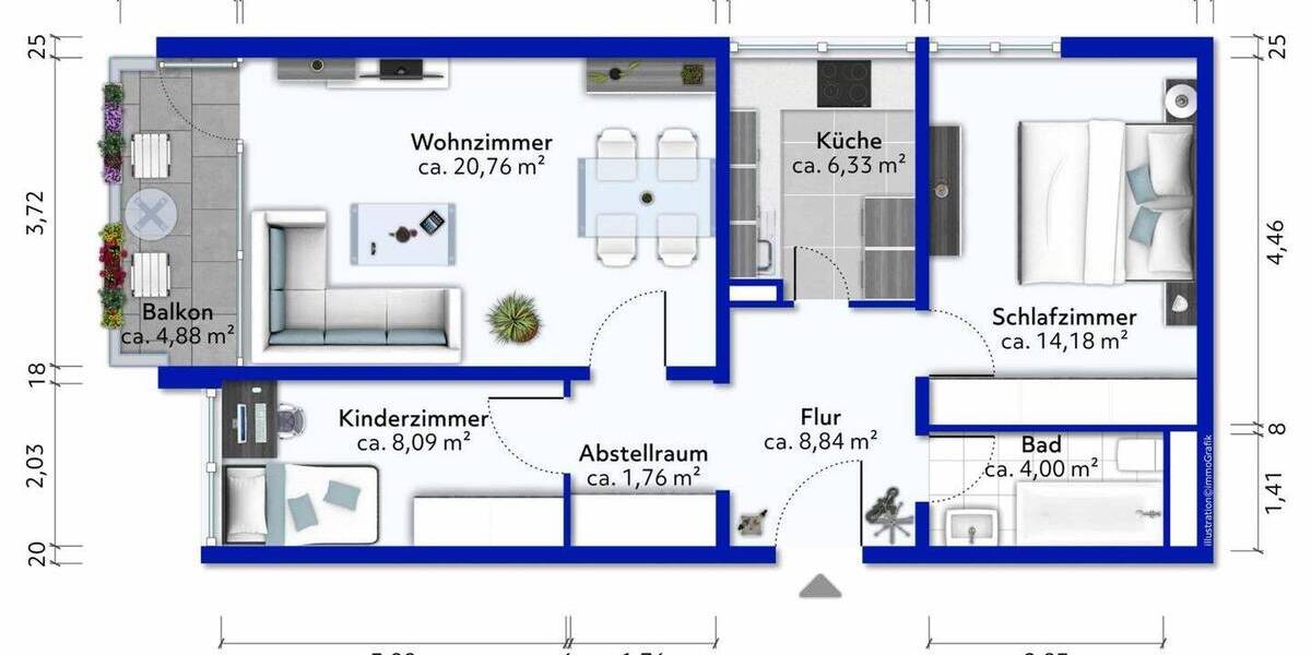 Etagenwohnung Bremerhaven Lehe - 3 Zimmer, 66 m&sup2;, 95.000&euro; | Angebot:26345996