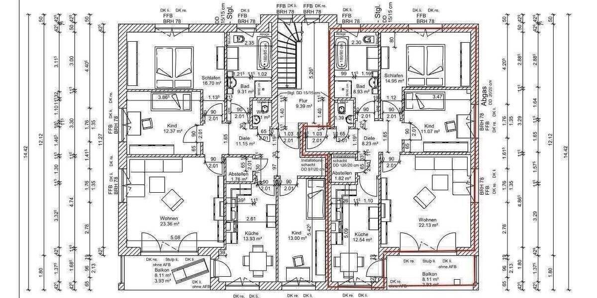 Etagenwohnung Stralsund Tribseer - 3 Zimmer, 90 m&sup2;, 1.170&euro; | Angebot:26885962