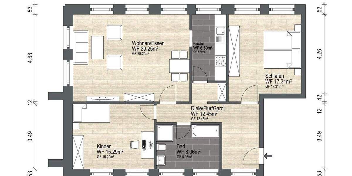 Etagenwohnung Dresden Mickten - 3 Zimmer, 89 m&sup2;, 299.000&euro; | Angebot:25600679
