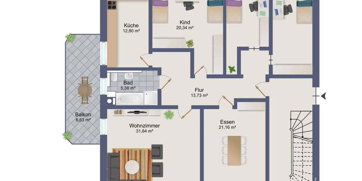 Etagenwohnung Hannover Ahlem - 5 Zimmer, 135 m&sup2;, 365.000&euro; | Angebot:25525505