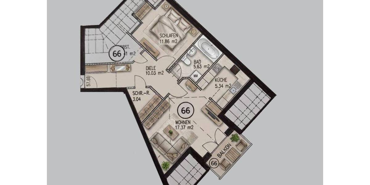 Etagenwohnung Garching - 2 Zimmer, 172.000&euro; | Angebot:26512740