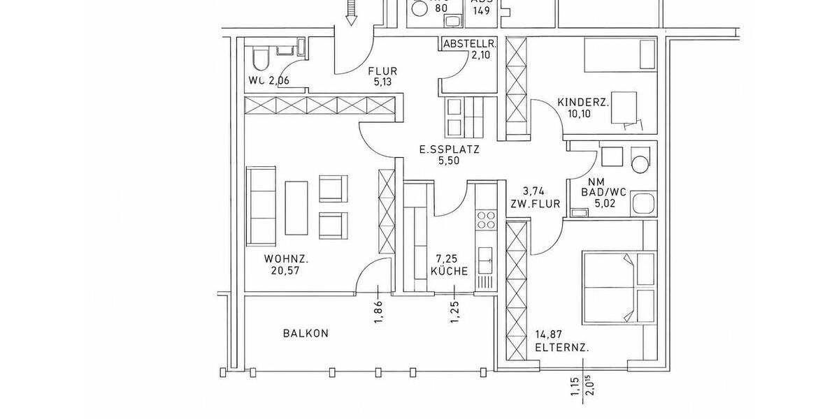 Hochparterre Schweinfurt Bellevue - 3.5 Zimmer, 80 m&sup2;, 215.000&euro; | Angebot:26415842