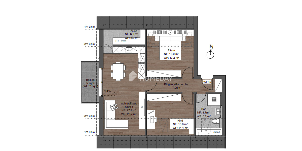 Etagenwohnung Mintraching (Wohnung E) Mangolding - 3 Zimmer, 66 m&sup2;, 289.000&euro; | Angebot:26686076
