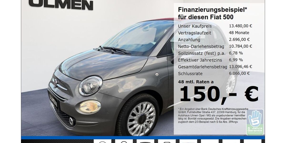 Fiat 500 46.481 km 13.480 &euro; Düsseldorf 40231