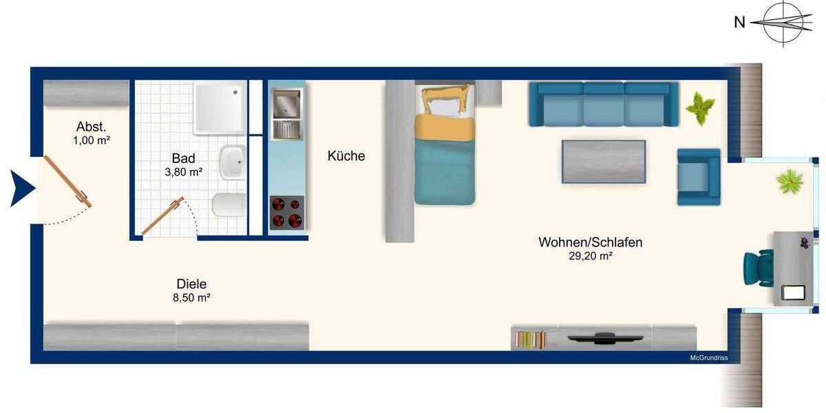 Wohnung zum Kaufen in Halle 68.000 € 41.08 m² 1 zimmer