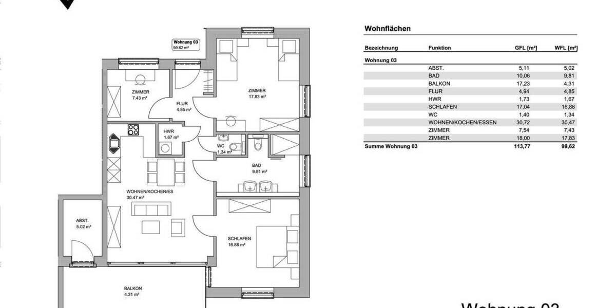 Etagenwohnung Hilter - 4 Zimmer, 100 m&sup2;, 352.000&euro; | Angebot:26037060