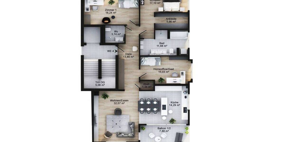 Etagenwohnung Bonn Schweinheim - 4 Zimmer, 139 m&sup2;, 979.000&euro; | Angebot:26629428