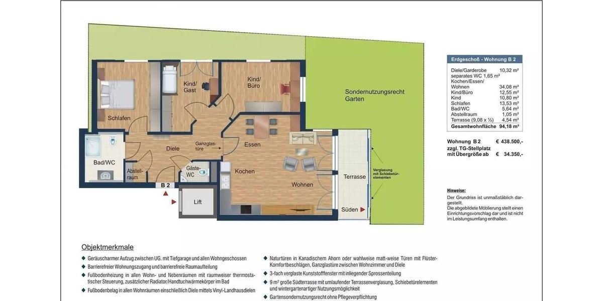Erdgeschoßwohnung Weiler-Simmerberg Simmerberg - 4 Zimmer, 94 m&sup2;, 438.500&euro; | Angebot:26355394