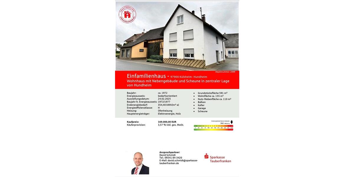 Haus mit Nebengebäude und Scheune in 97900 Külsheim zimmer