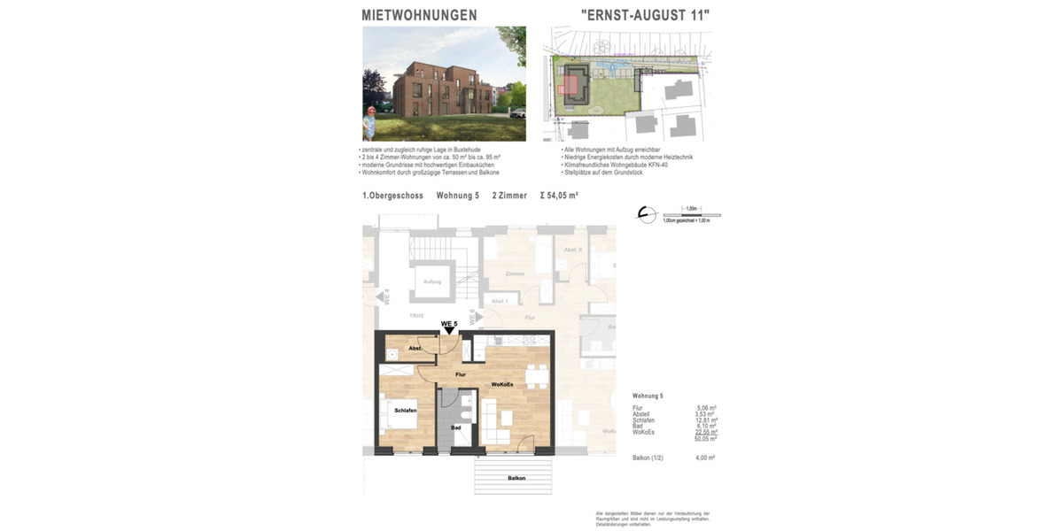 Etagenwohnung Buxtehude - 2 Zimmer, 54 m&sup2;, 840&euro; | Angebot:24966034