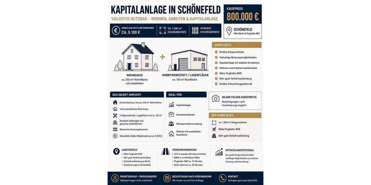 Einfamilienhaus Schönefeld - 5 Zimmer, 250 m&sup2;, 770.000&euro; | Angebot:26672995
