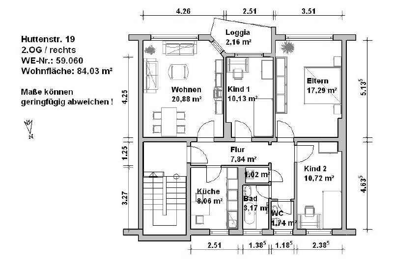 Etagenwohnung Minden Innenstadt - 4 Zimmer, 84 m&sup2;, 999&euro; | Angebot:26256869