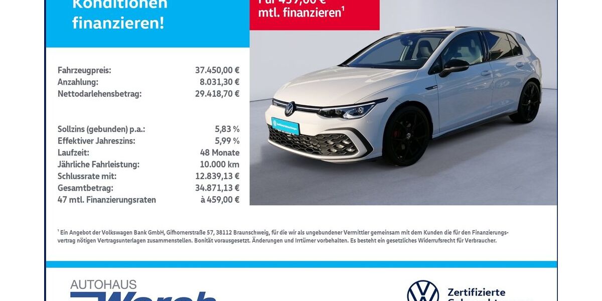 VW Golf 7.848 km 35.949 &euro; Südharz 06536