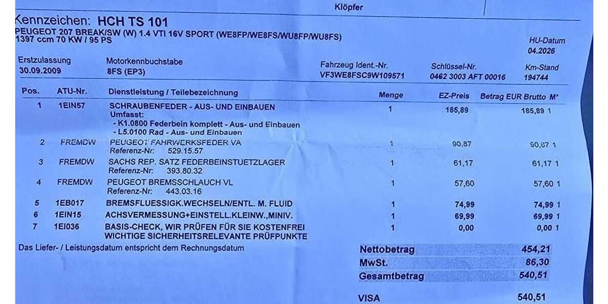 Peugeot 207 199.500 km 1.500 &euro; Losheim (Losheim am See) 66679