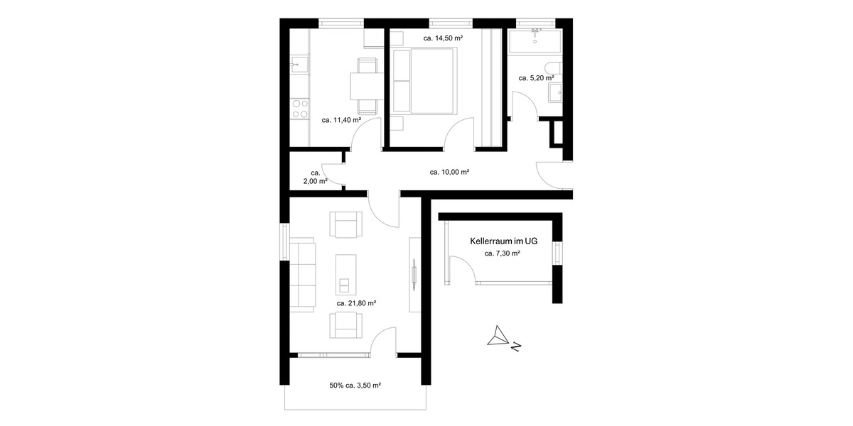 Etagenwohnung Konstanz Wallhausen - 2 Zimmer, 73 m&sup2;, 398.000&euro; | Angebot:26334744