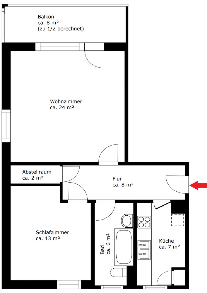 Verkauft Neustadt Lichtdurchflutete 2-Zimmer-Wohnung mit großzügiger Loggia