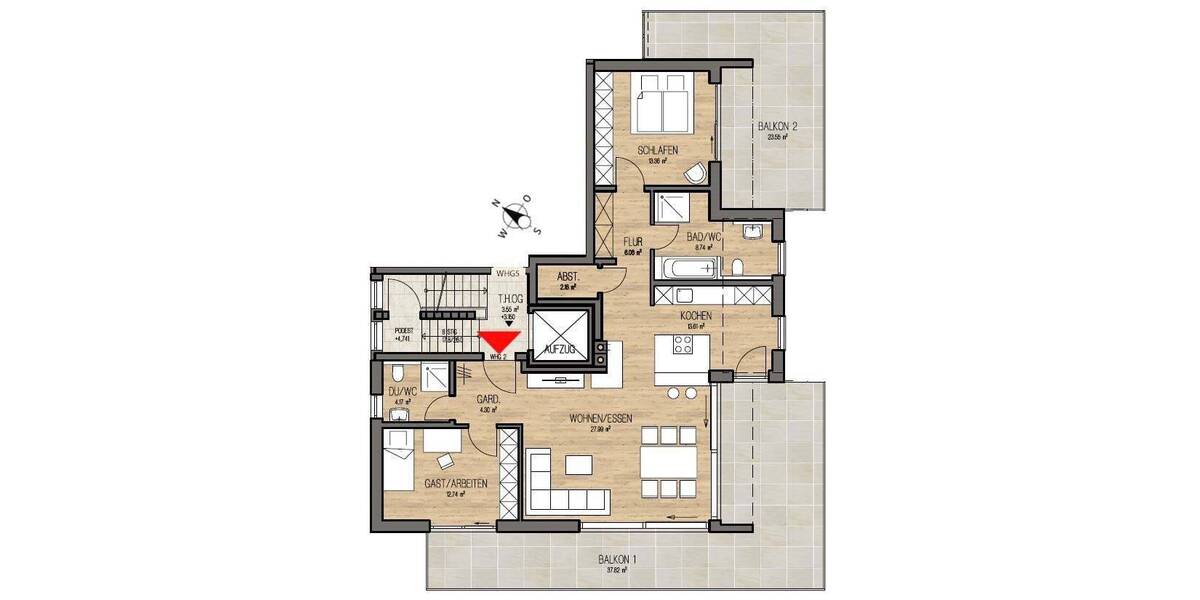 Etagenwohnung Garmisch-Partenkirchen Garmisch - 3 Zimmer, 124 m&sup2;, 1.458.400&euro; | Angebot:26433379