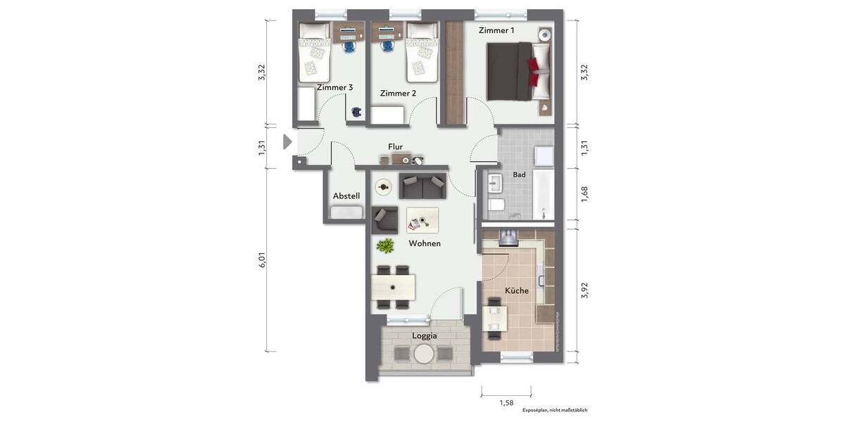 Etagenwohnung Greifswald Schönwalde II - 4 Zimmer, 69 m&sup2;, 695&euro; | Angebot:26436873