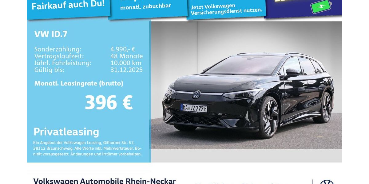 VW ID.7 19.900 km 49.999 € Mannheim 68309