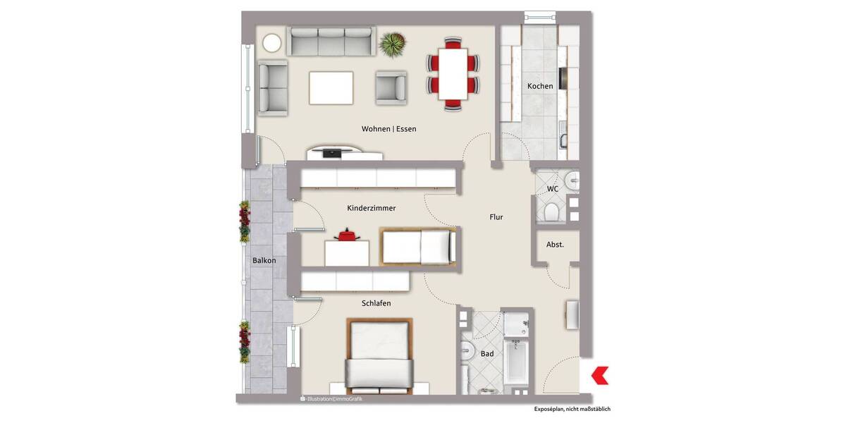 Etagenwohnung Schwabach Eichwasen - 3 Zimmer, 83 m&sup2;, 229.000&euro; | Angebot:26203985