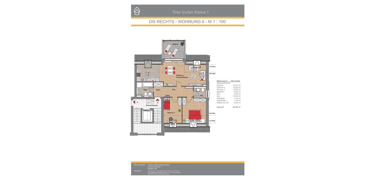 Attraktive Dachgeschoßwohnung mit herrlichem Blick ins Grüne in Trier-Irsch 3 zimmer