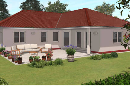 Winkelbungalow mit überdachter Terrasse inkl. ca. 702m² Bauplatz 5 zimmer