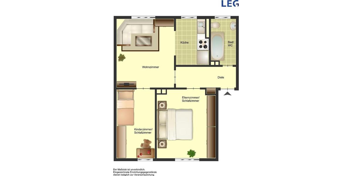 Erdgeschoßwohnung Bocholt Stenern - 3 Zimmer, 53 m&sup2;, 509&euro; | Angebot:26381562