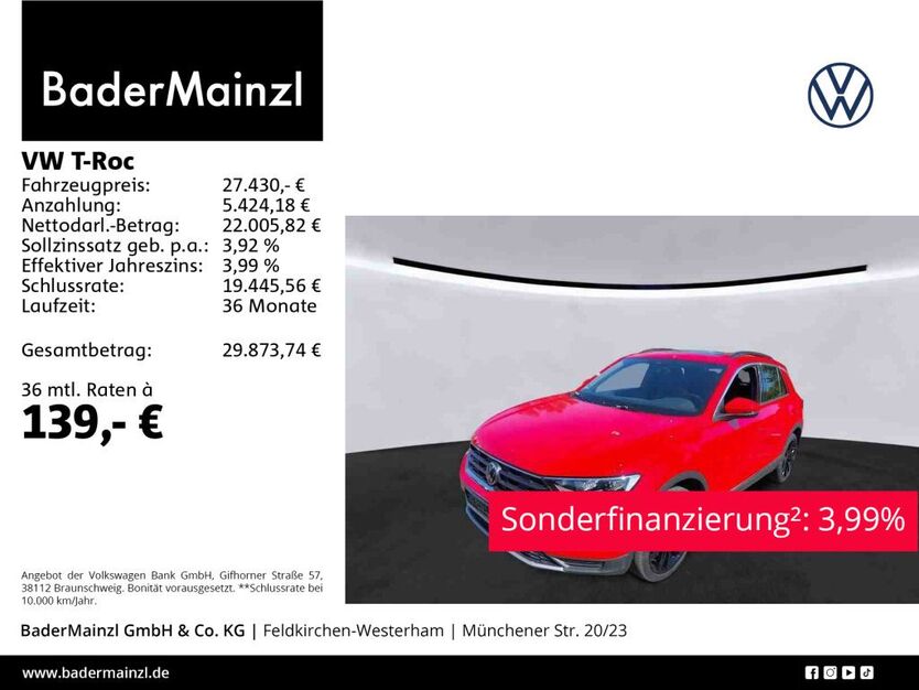 VW T-Roc 51.000 km 27.430 € Feldkirchen/Westerham 83620