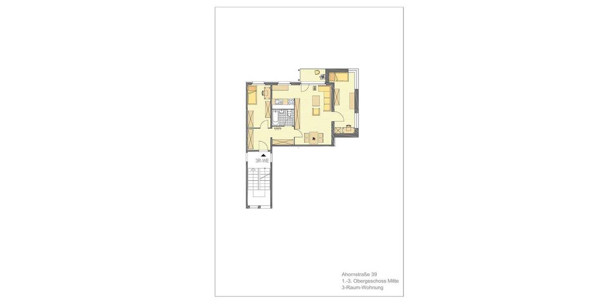 Etagenwohnung Gera Lusan - 3 Zimmer, 61 m&sup2;, 360&euro; | Angebot:26908414