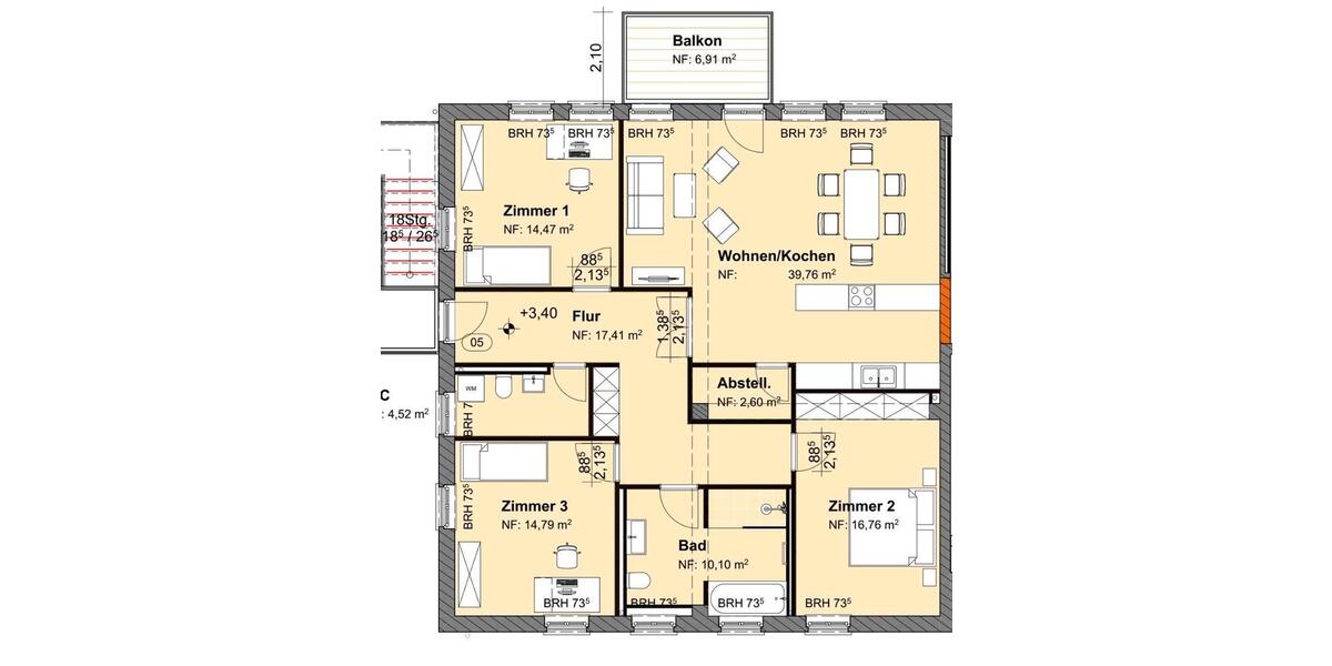 Etagenwohnung Drei Gleichen - 4 Zimmer, 120 m&sup2;, 1.200&euro; | Angebot:24870061