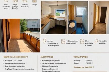 Wohnung Brigachtal - 4 Zimmer, 84 m&sup2;, 252.000&euro; | Angebot:27128724