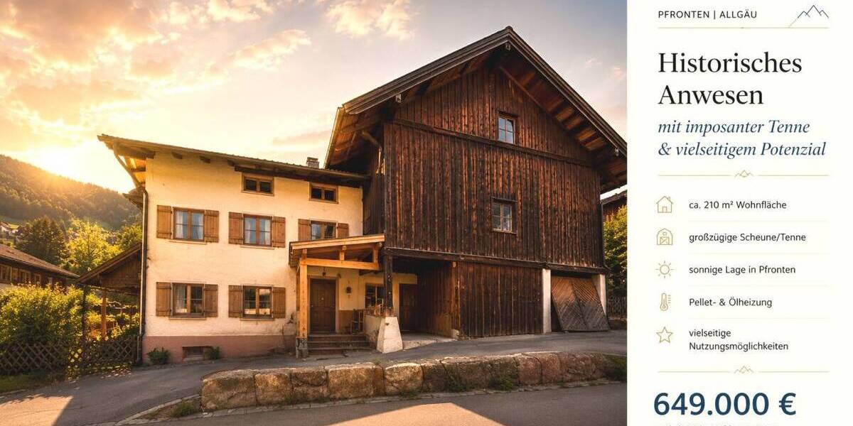 Bauernhaus, Landhaus Pfronten Kappel - 1 Zimmer, 210 m&sup2;, 649.000&euro; | Angebot:26806869