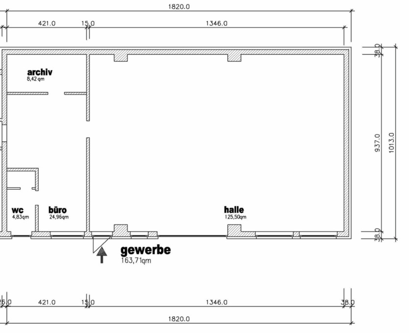 Gewerbe-Halle mit 167 qm zu vermieten