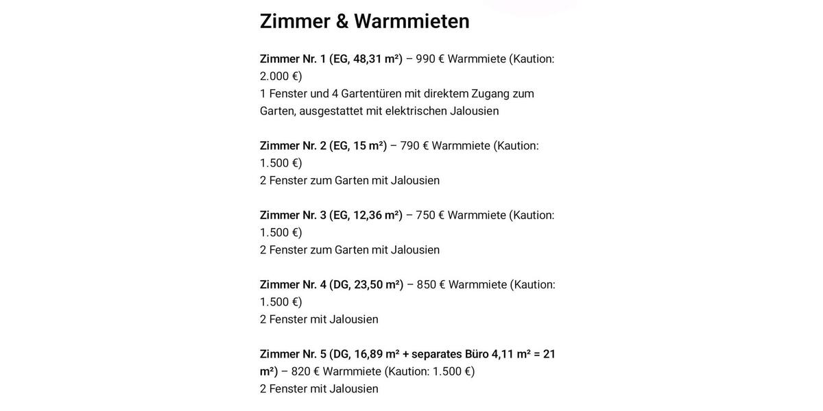 Etagenwohnung Germering - 5 Zimmer, 15 m&sup2;, 750&euro; | Angebot:25951766