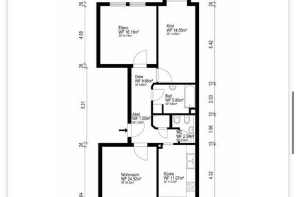 Wohnung Augsburg Bergheim - 3 Zimmer, 89 m&sup2;, 1.650&euro; | Angebot:26688616