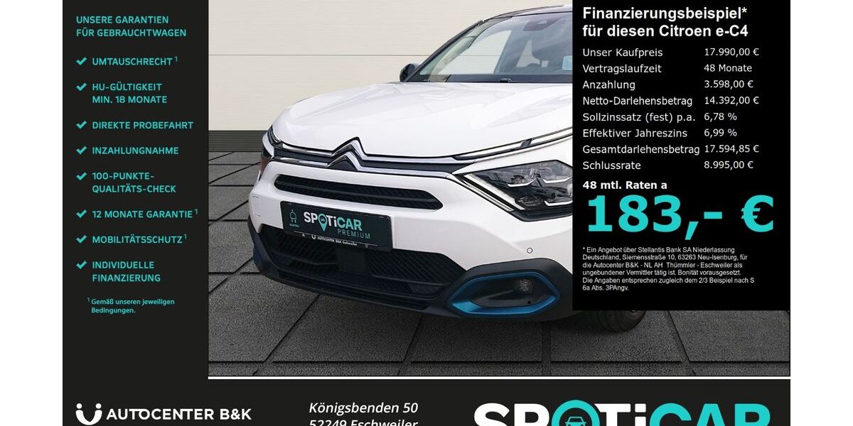 Citroen ë-C4 43.300 km 17.990 &euro; Eschweiler 52249
