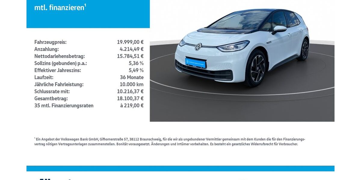 VW ID.3 44.904 km 19.999 &euro; Leinefelde-Worbis/DE 37327
