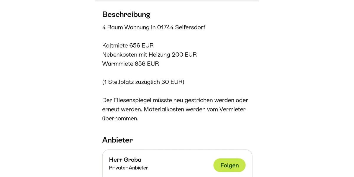 Etagenwohnung Dippoldiswalde - 4 Zimmer, 82 m&sup2;, 856&euro; | Angebot:25991928