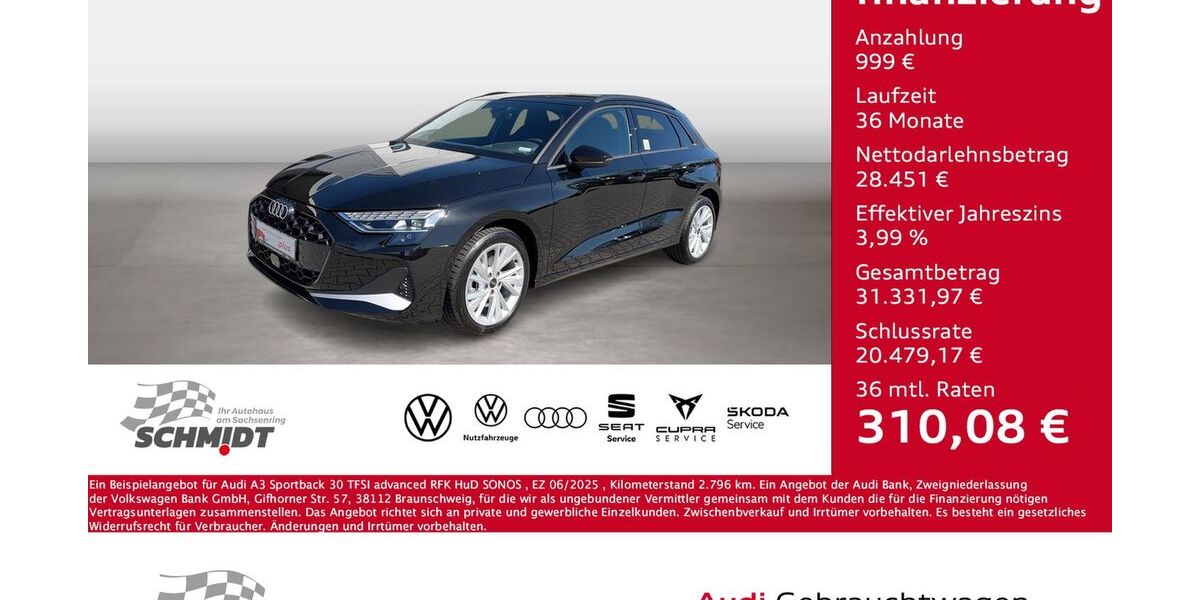 Audi A3 2.796 km 28.975 &euro; Bernsdorf 09337