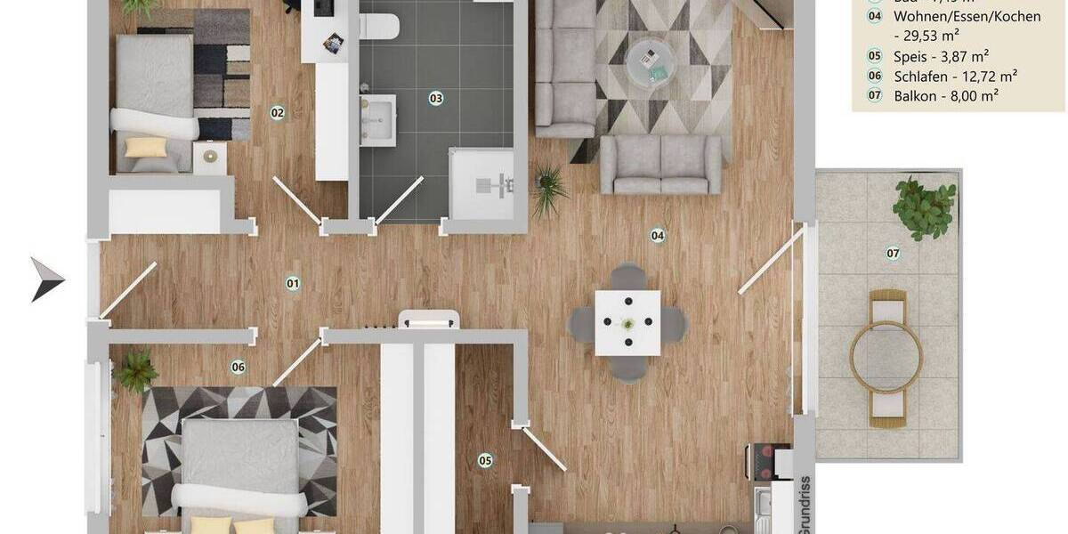 Etagenwohnung Vilshofen an der Donau Pleinting - 3 Zimmer, 76 m&sup2;, 249.900&euro; | Angebot:26851377