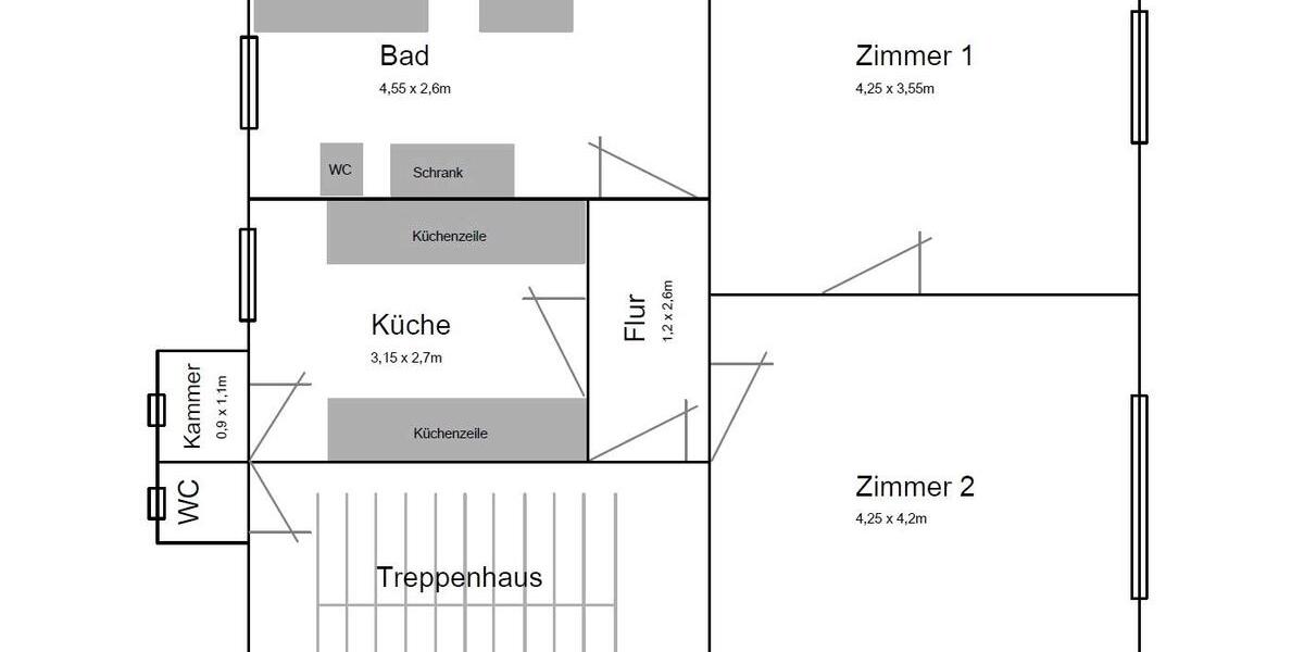 Erdgeschoßwohnung Waltershausen - 2 Zimmer, 56 m&sup2;, 450&euro; | Angebot:25942195
