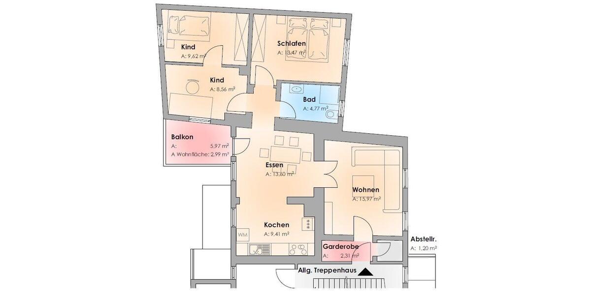 Etagenwohnung Burgsinn - 4.5 Zimmer, 82 m&sup2;, 690&euro; | Angebot:26176806