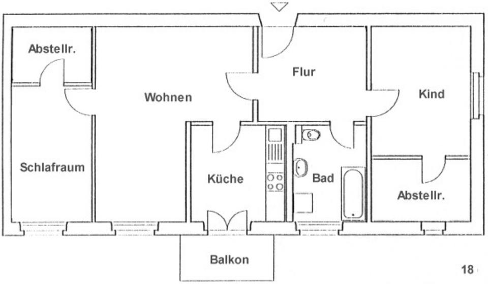 Etagenwohnung Bad Freienwalde (Oder) - 3 Zimmer, 90 m&sup2;, 672&euro; | Angebot:25307447