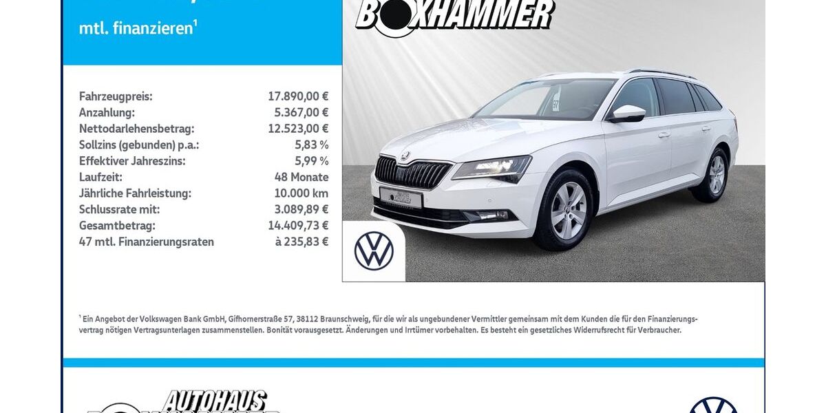 Skoda Superb 83.406 km 17.890 &euro; Bad Aibling 83043