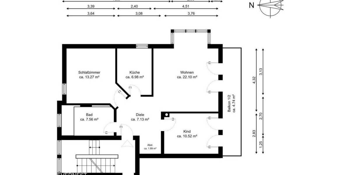 Etagenwohnung Raubling Kirchdorf - 3 Zimmer, 74 m&sup2;, 298.000&euro; | Angebot:26695089