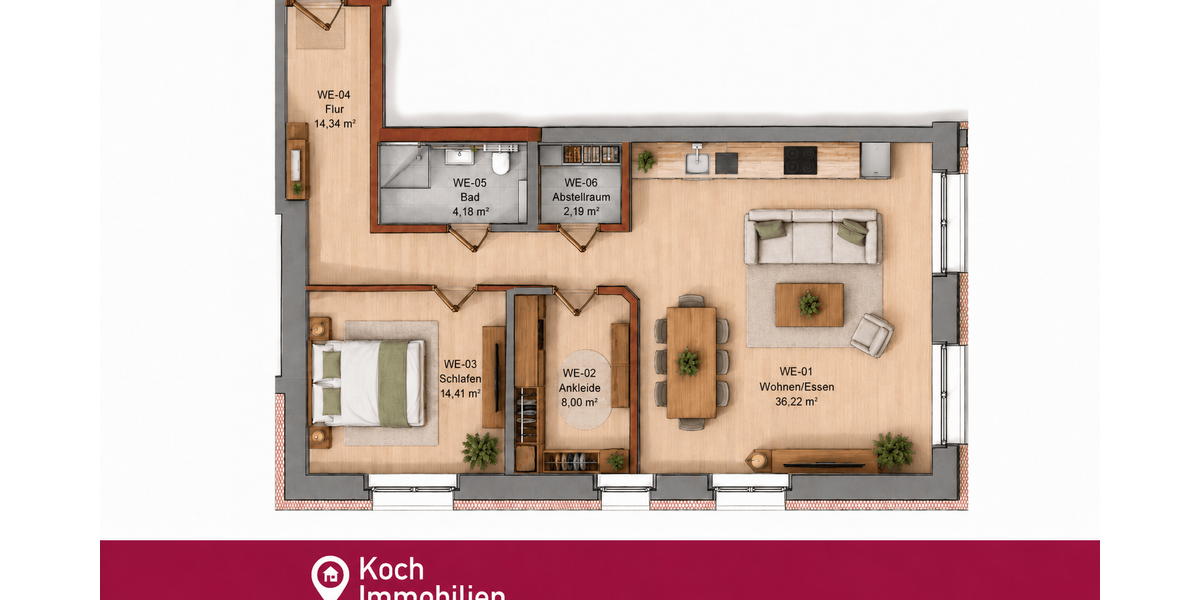 Etagenwohnung Aachen Aachen-Mitte - 3 Zimmer, 80 m&sup2;, 389.000&euro; | Angebot:26990096